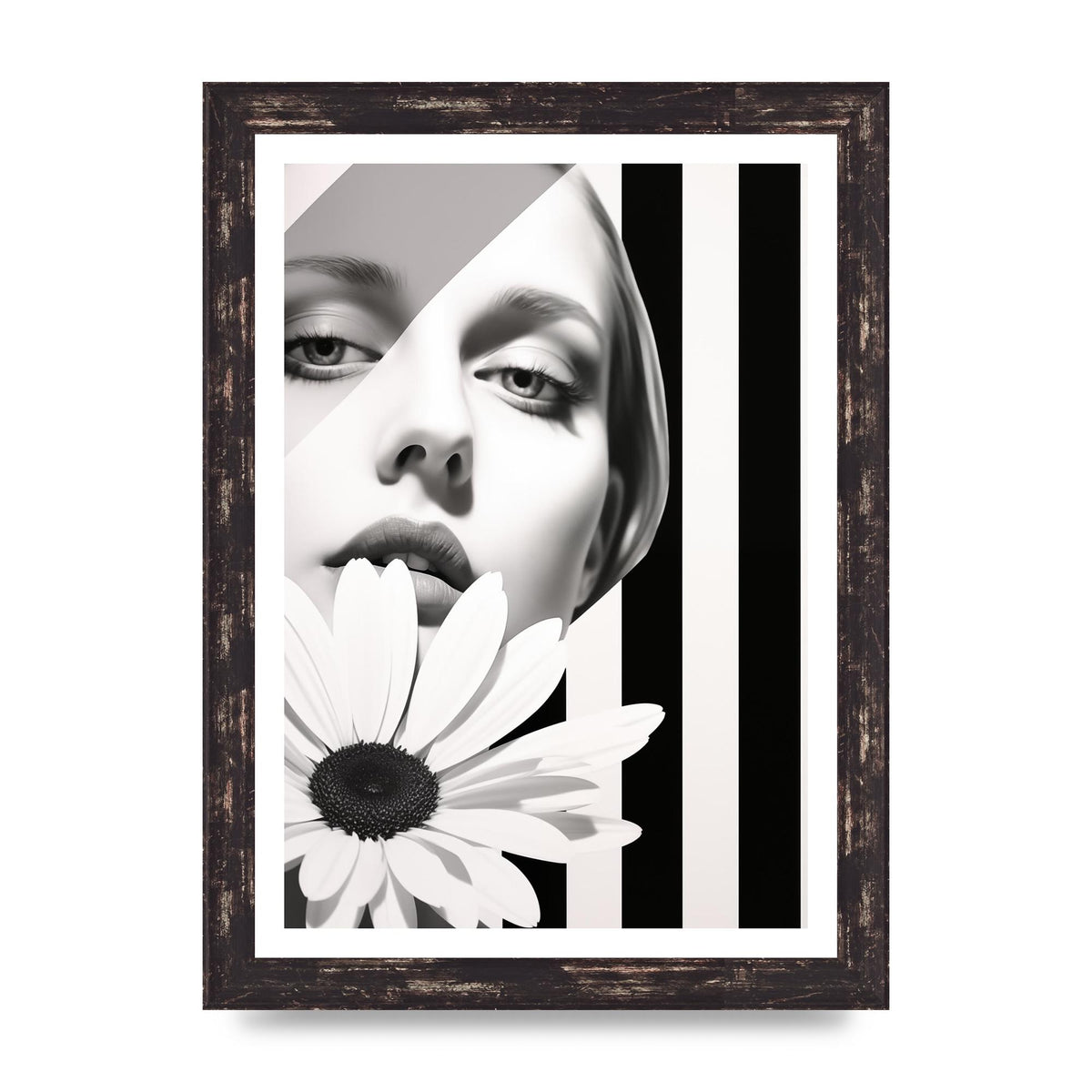 Minimalist Black and White Daisy