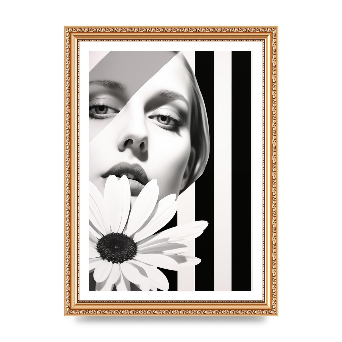 Minimalist Black and White Daisy