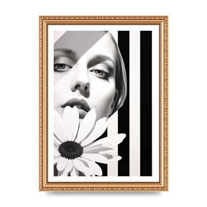Minimalist Black and White Daisy