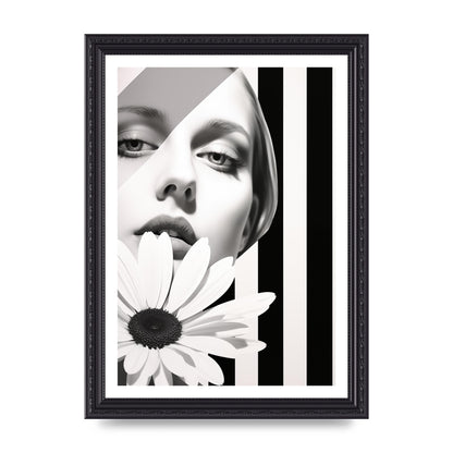 Minimalist Black and White Daisy