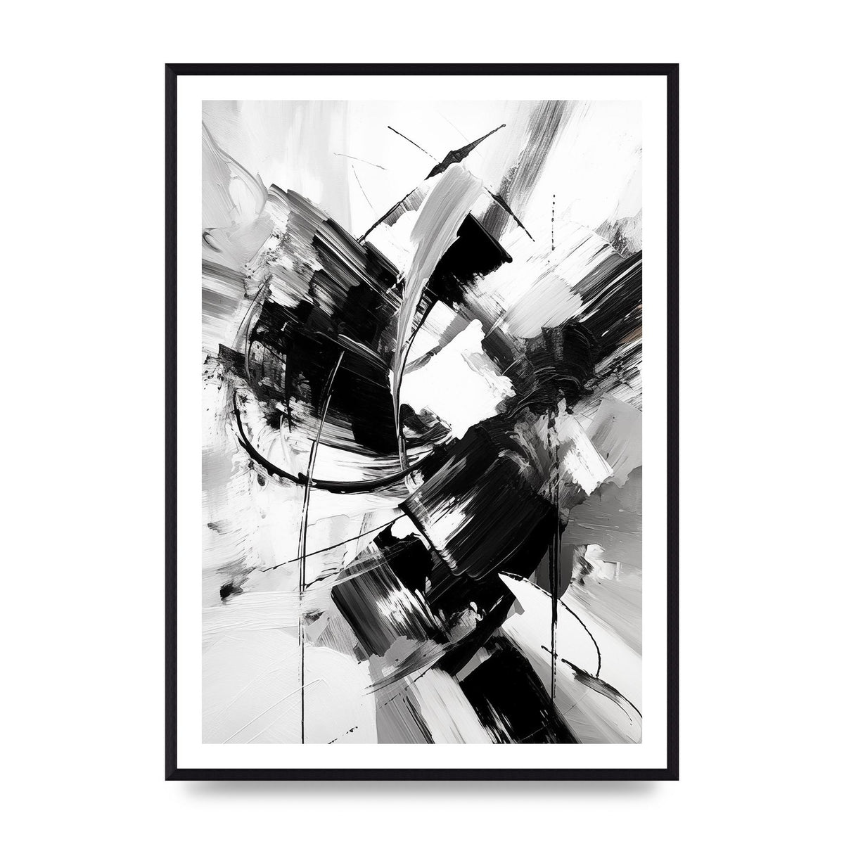 Dynamic Black and White Abstract Strokes