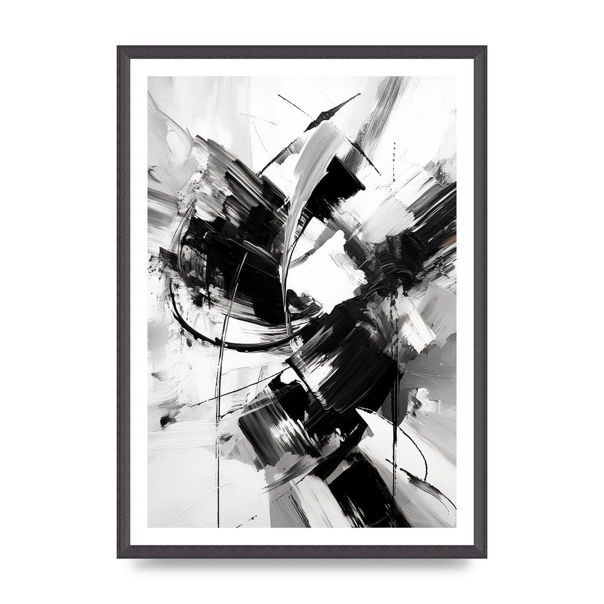 Dynamic Black and White Abstract Strokes