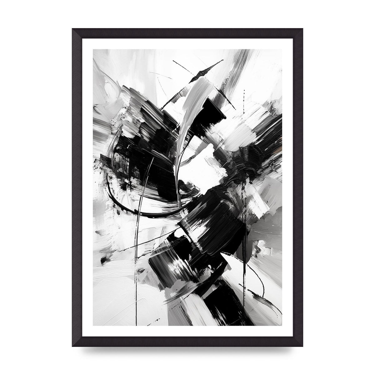 Dynamic Black and White Abstract Strokes