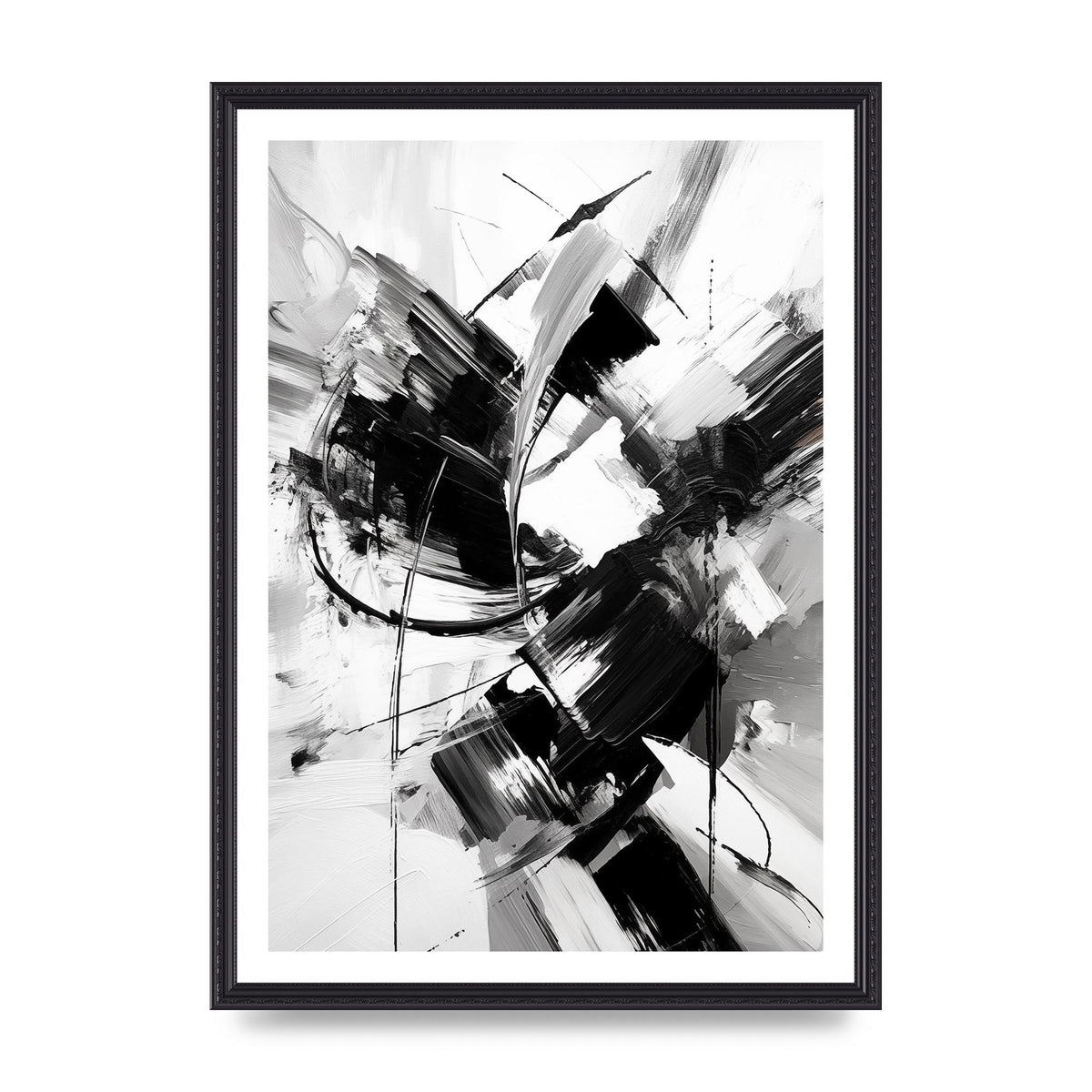 Dynamic Black and White Abstract Strokes