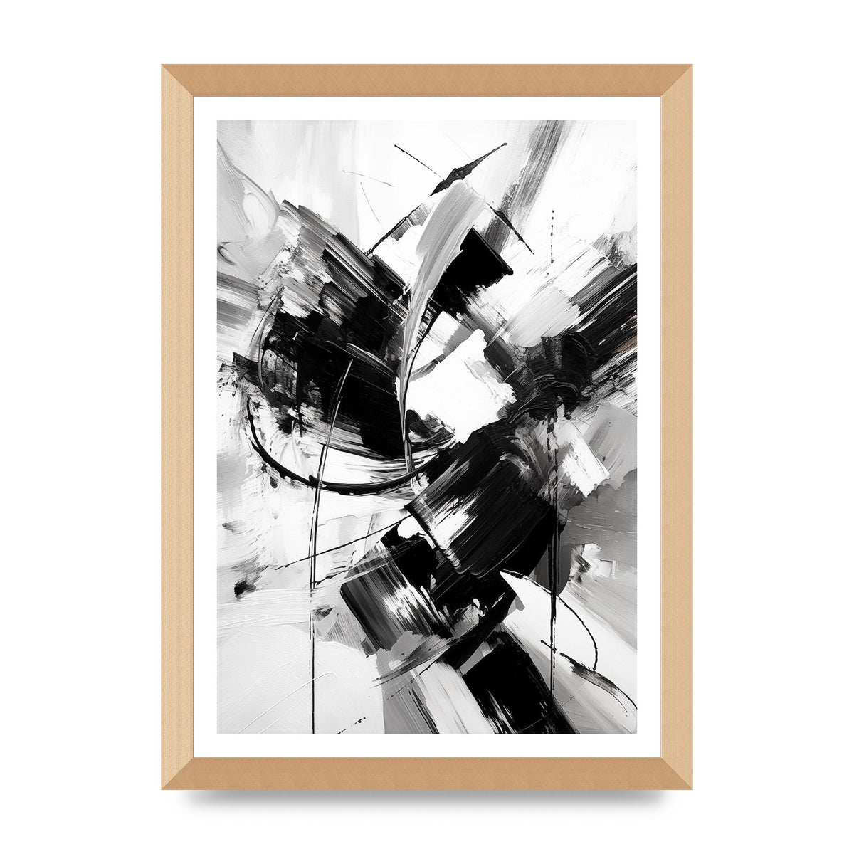 Dynamic Black and White Abstract Strokes