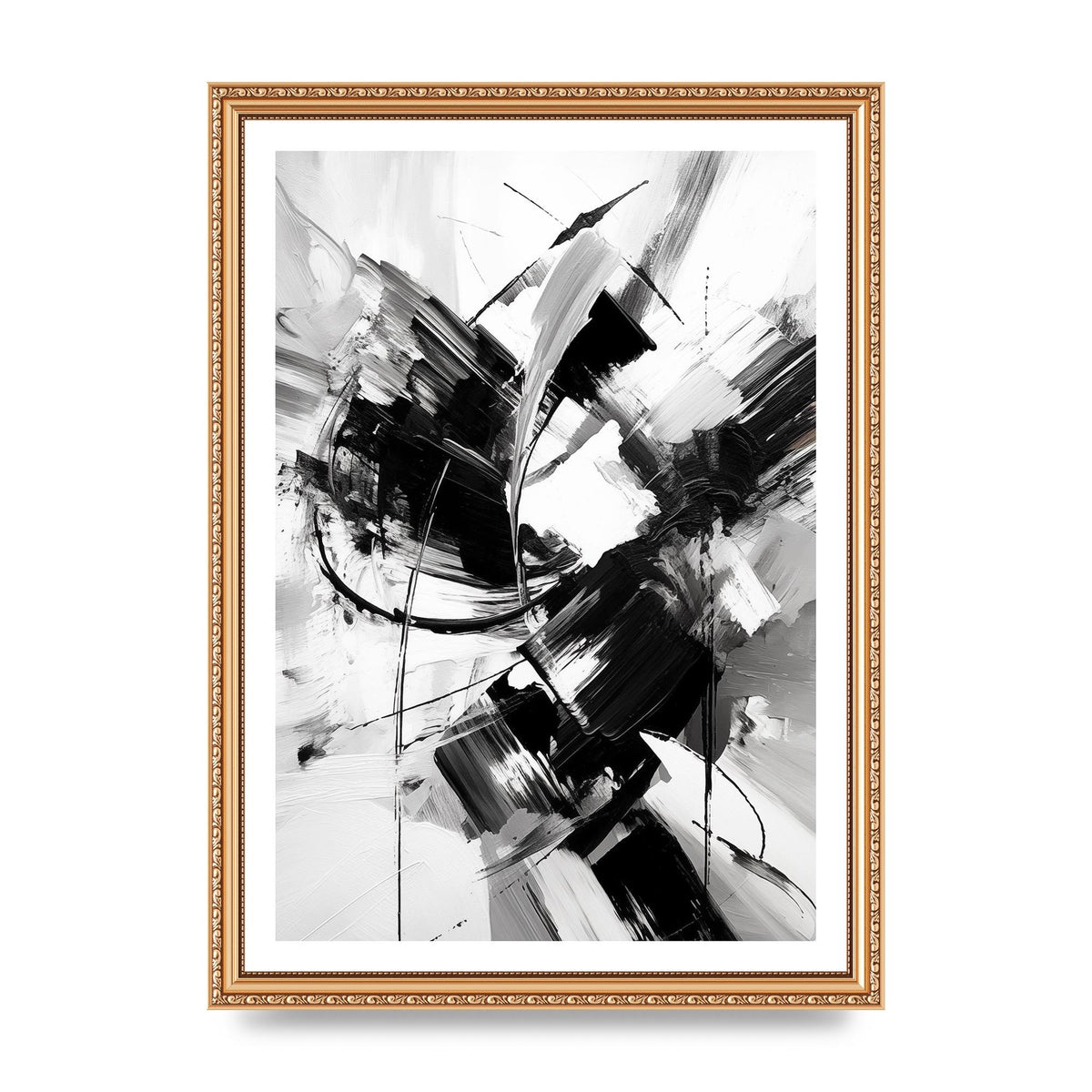 Dynamic Black and White Abstract Strokes