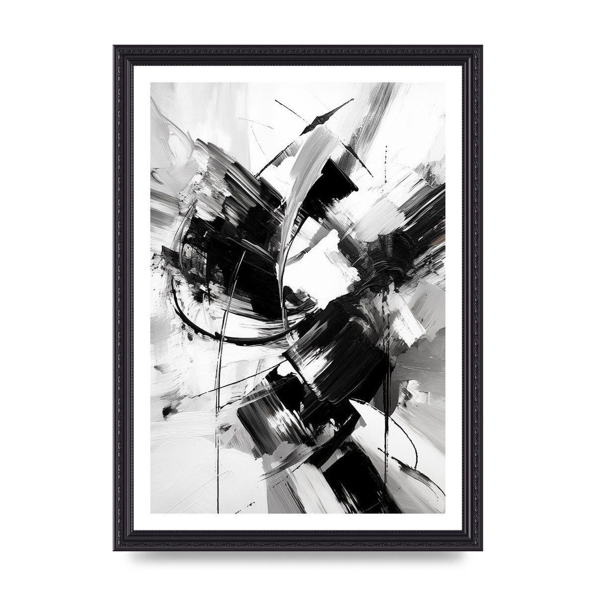 Dynamic Black and White Abstract Strokes