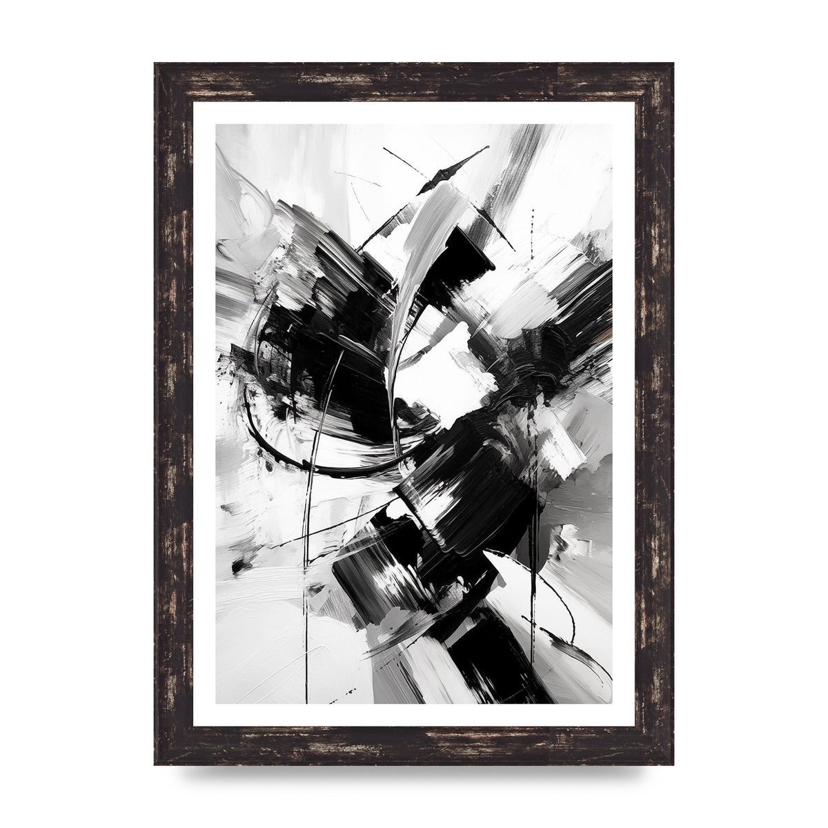 Dynamic Black and White Abstract Strokes