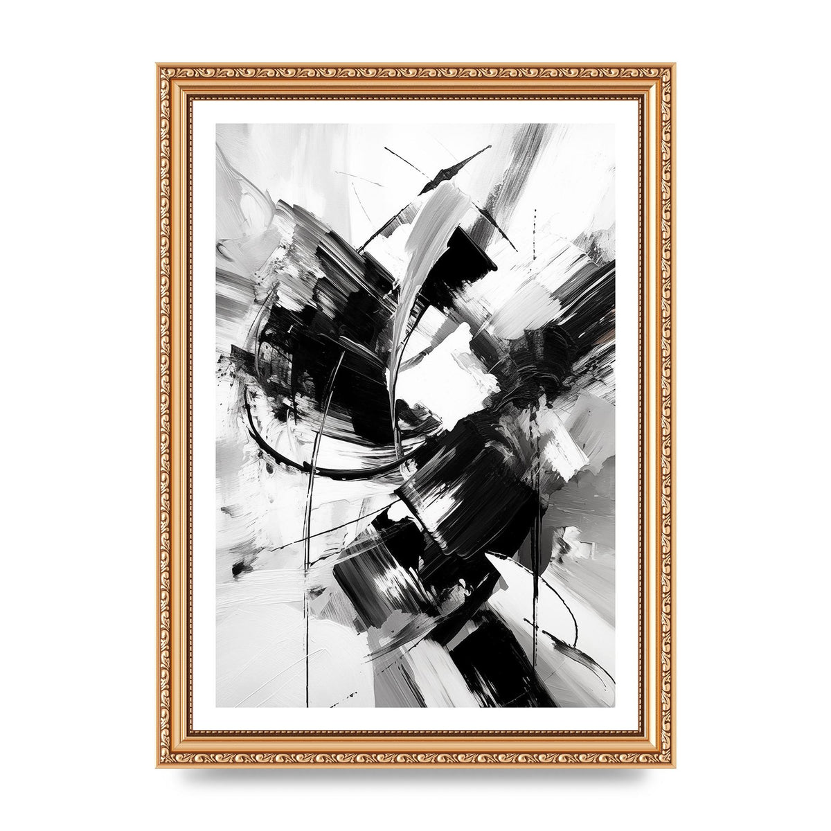 Dynamic Black and White Abstract Strokes