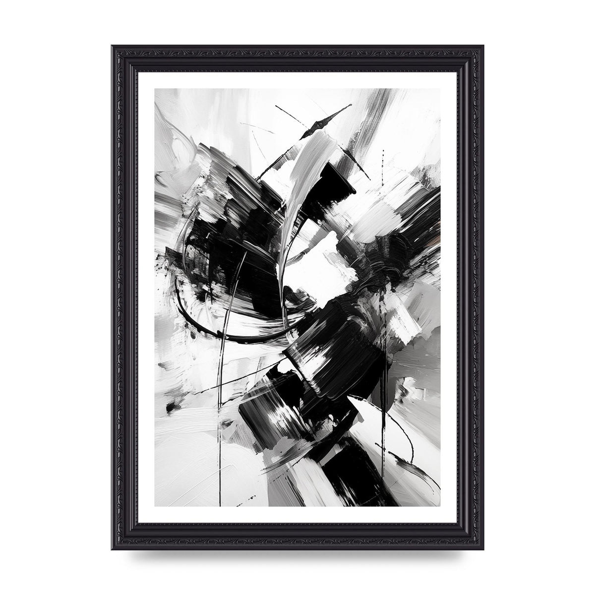 Dynamic Black and White Abstract Strokes