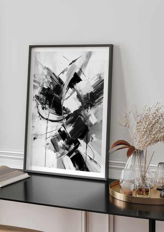 Dynamic Black and White Abstract Strokes