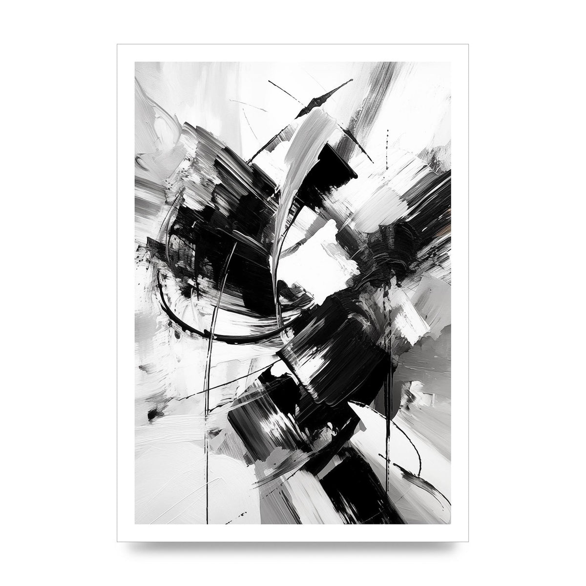 Dynamic Black and White Abstract Strokes