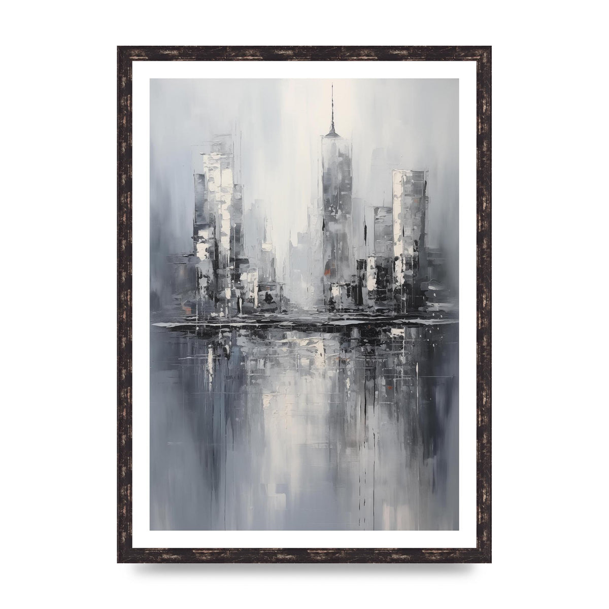 Rainy City Reflection in Monochrome