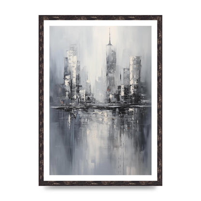 Rainy City Reflection in Monochrome
