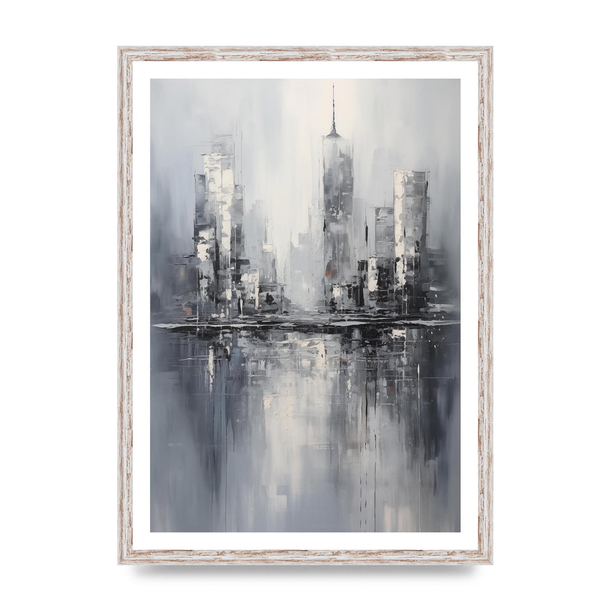 Rainy City Reflection in Monochrome