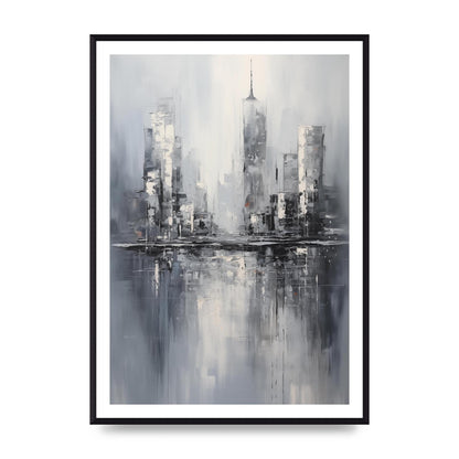 Rainy City Reflection in Monochrome