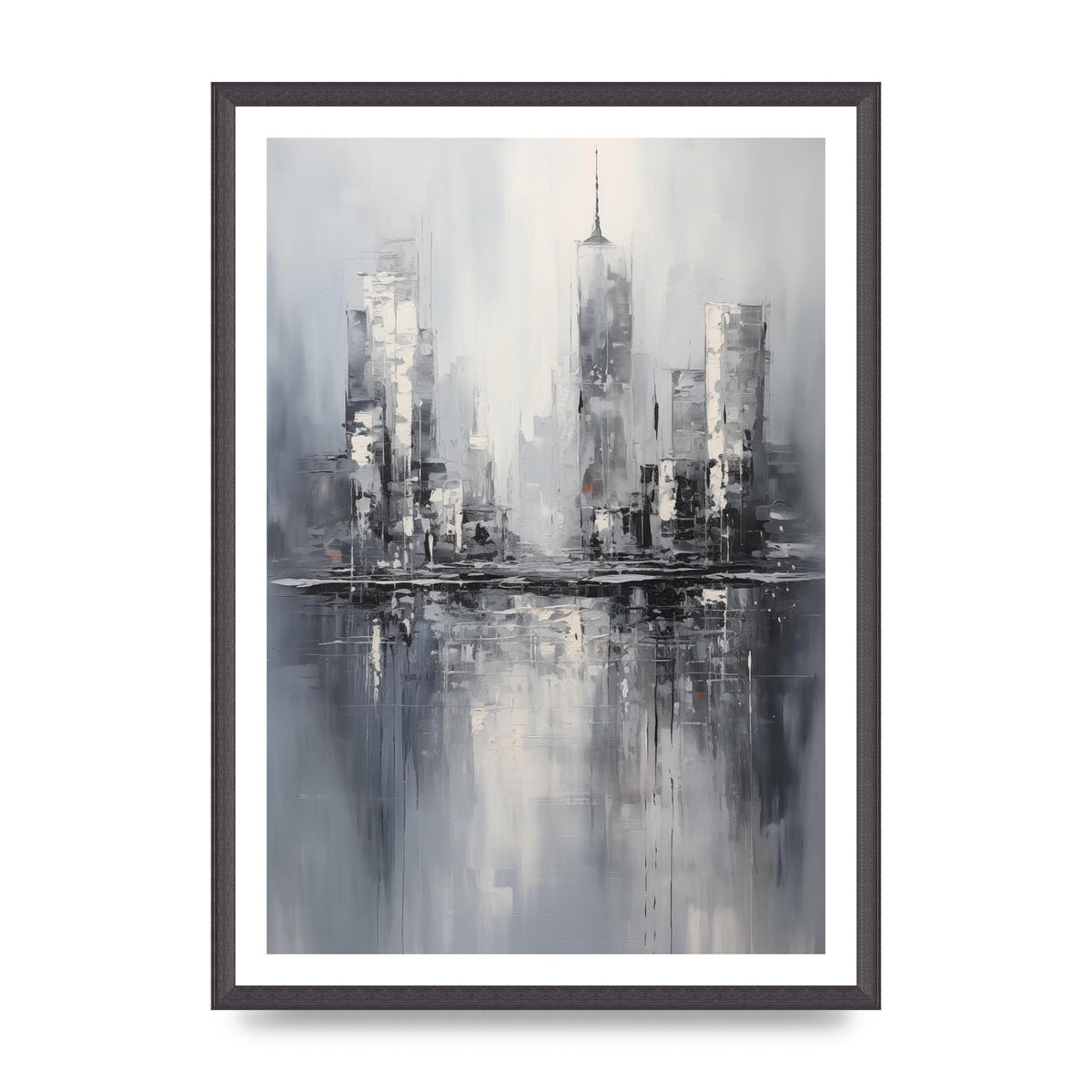Rainy City Reflection in Monochrome