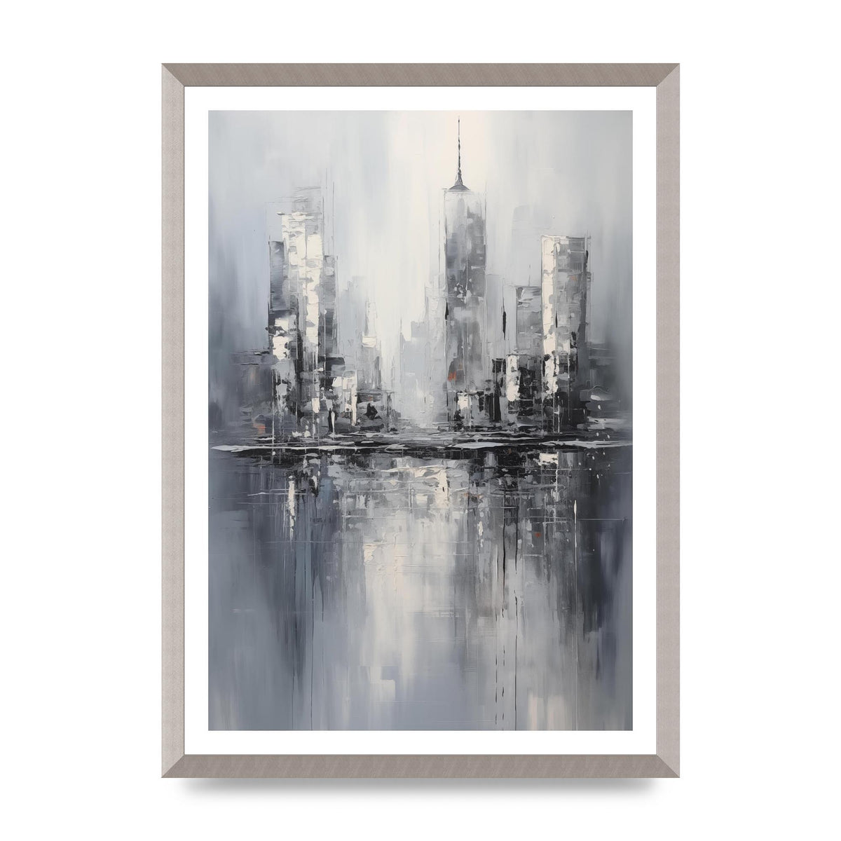 Rainy City Reflection in Monochrome