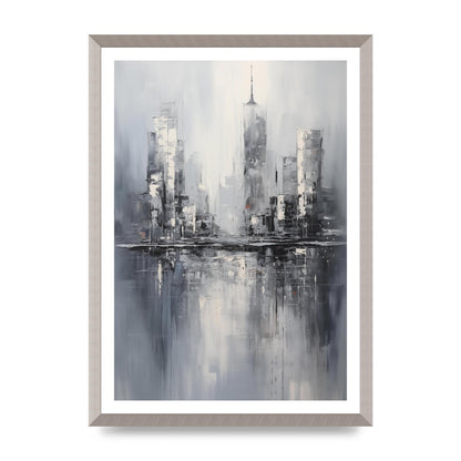 Rainy City Reflection in Monochrome