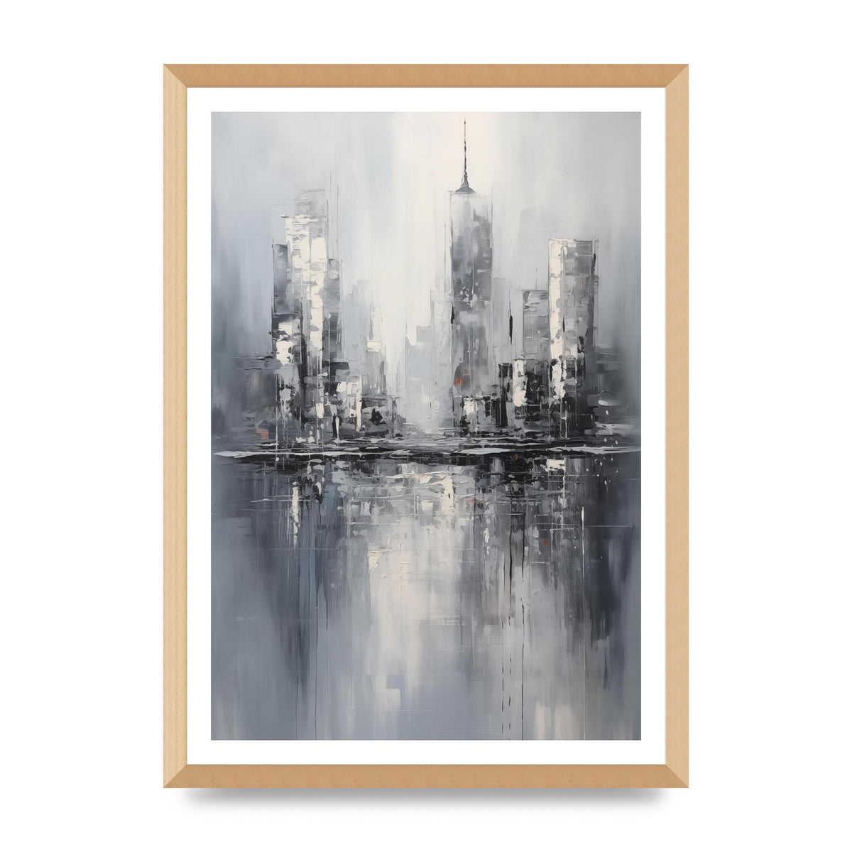Rainy City Reflection in Monochrome