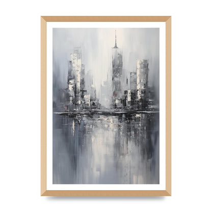 Rainy City Reflection in Monochrome