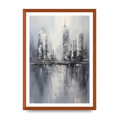 Rainy City Reflection in Monochrome