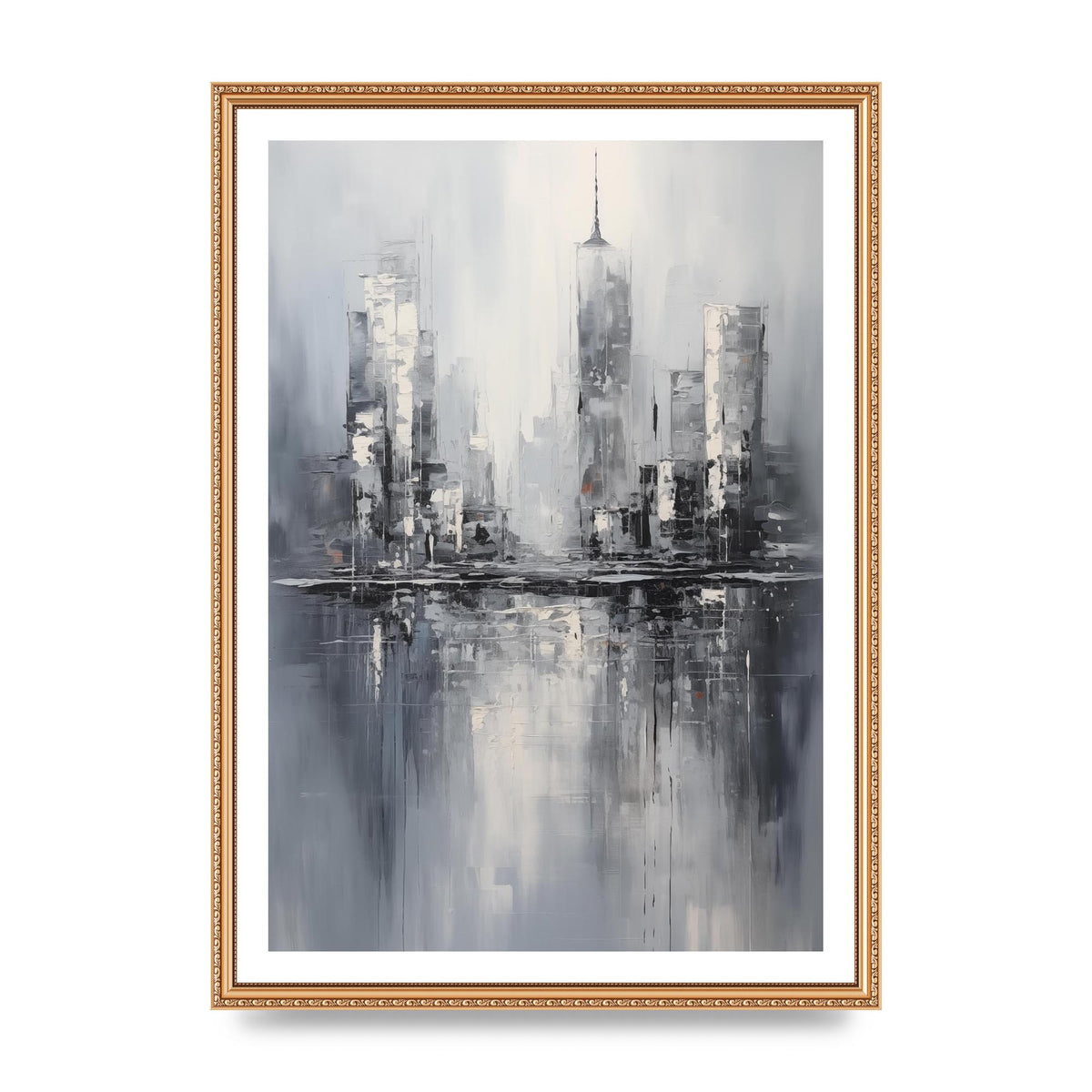 Rainy City Reflection in Monochrome