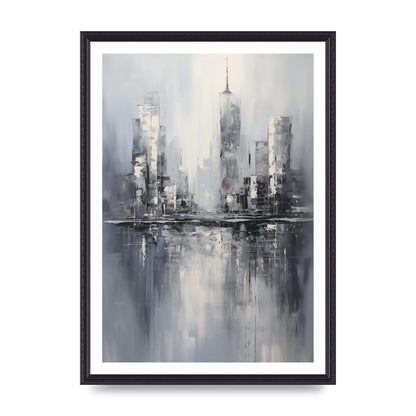 Rainy City Reflection in Monochrome