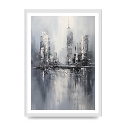 Rainy City Reflection in Monochrome