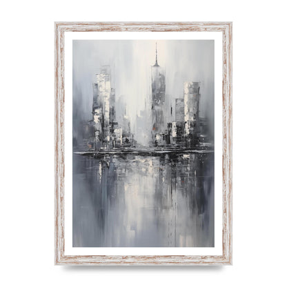 Rainy City Reflection in Monochrome