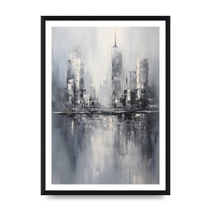 Rainy City Reflection in Monochrome