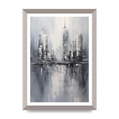 Rainy City Reflection in Monochrome