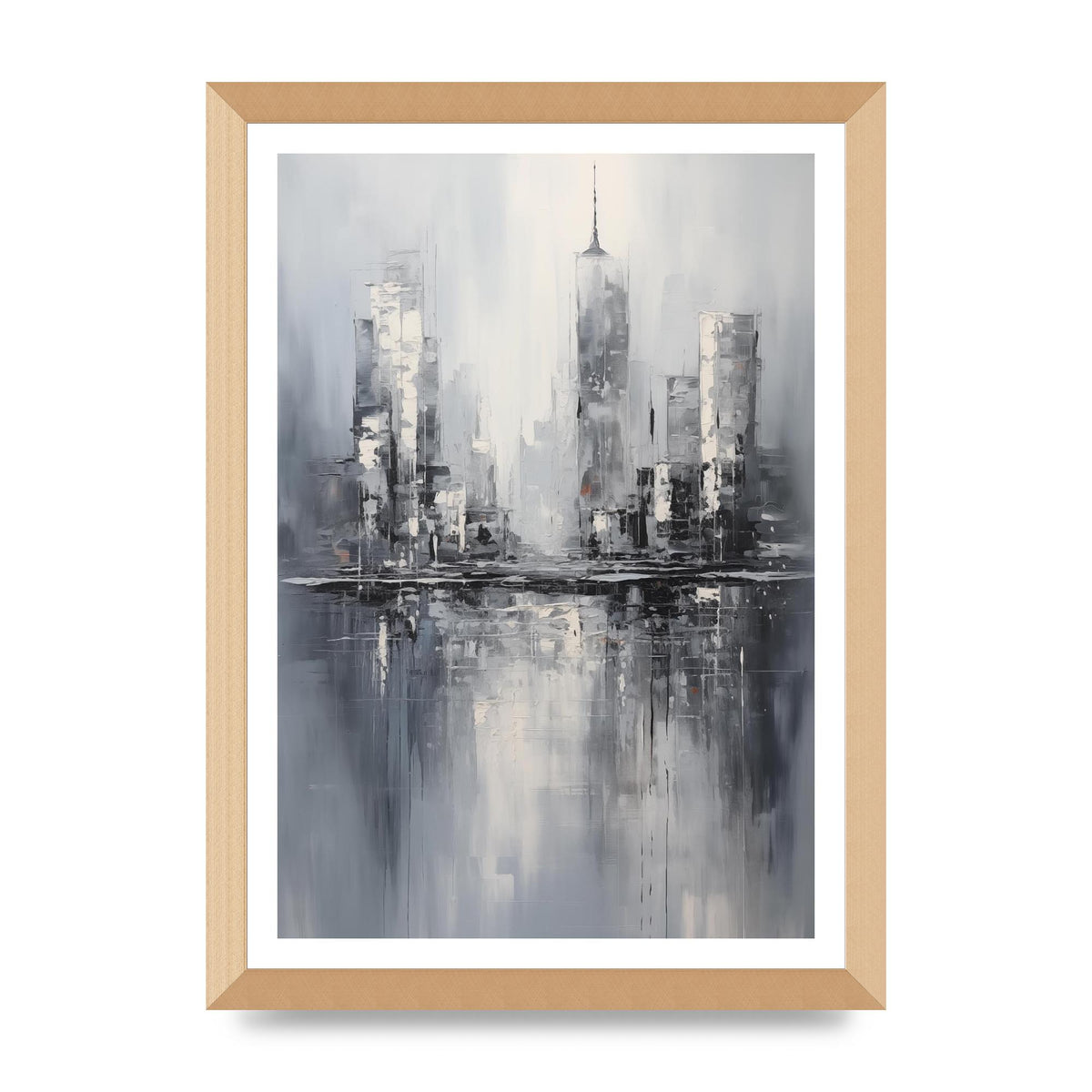 Rainy City Reflection in Monochrome