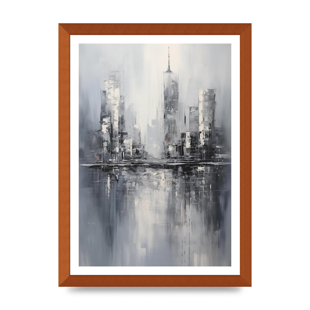 Rainy City Reflection in Monochrome