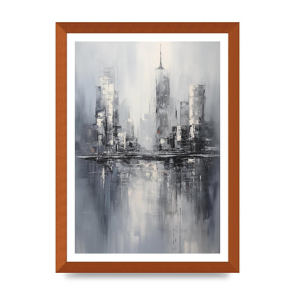 Rainy City Reflection in Monochrome