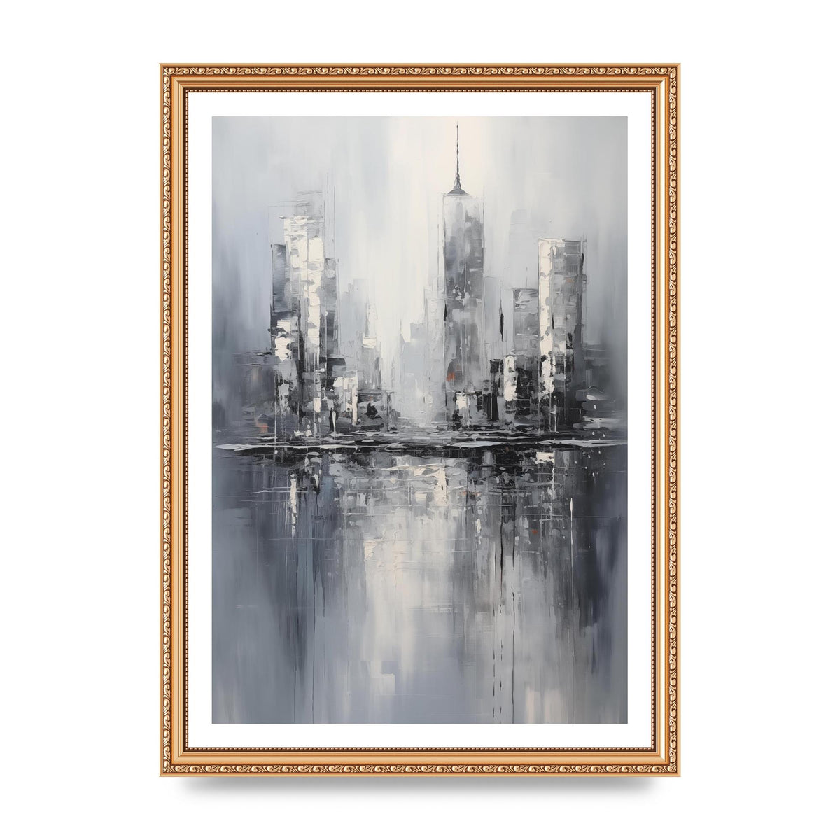 Rainy City Reflection in Monochrome