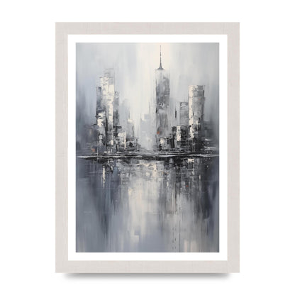 Rainy City Reflection in Monochrome