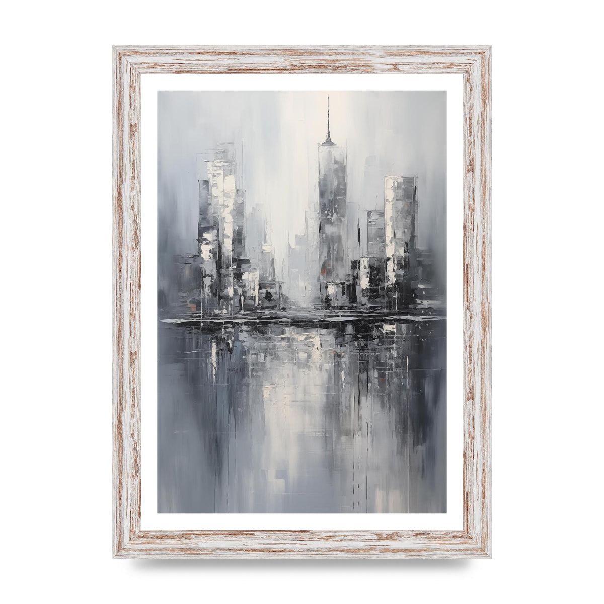 Rainy City Reflection in Monochrome