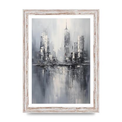 Rainy City Reflection in Monochrome