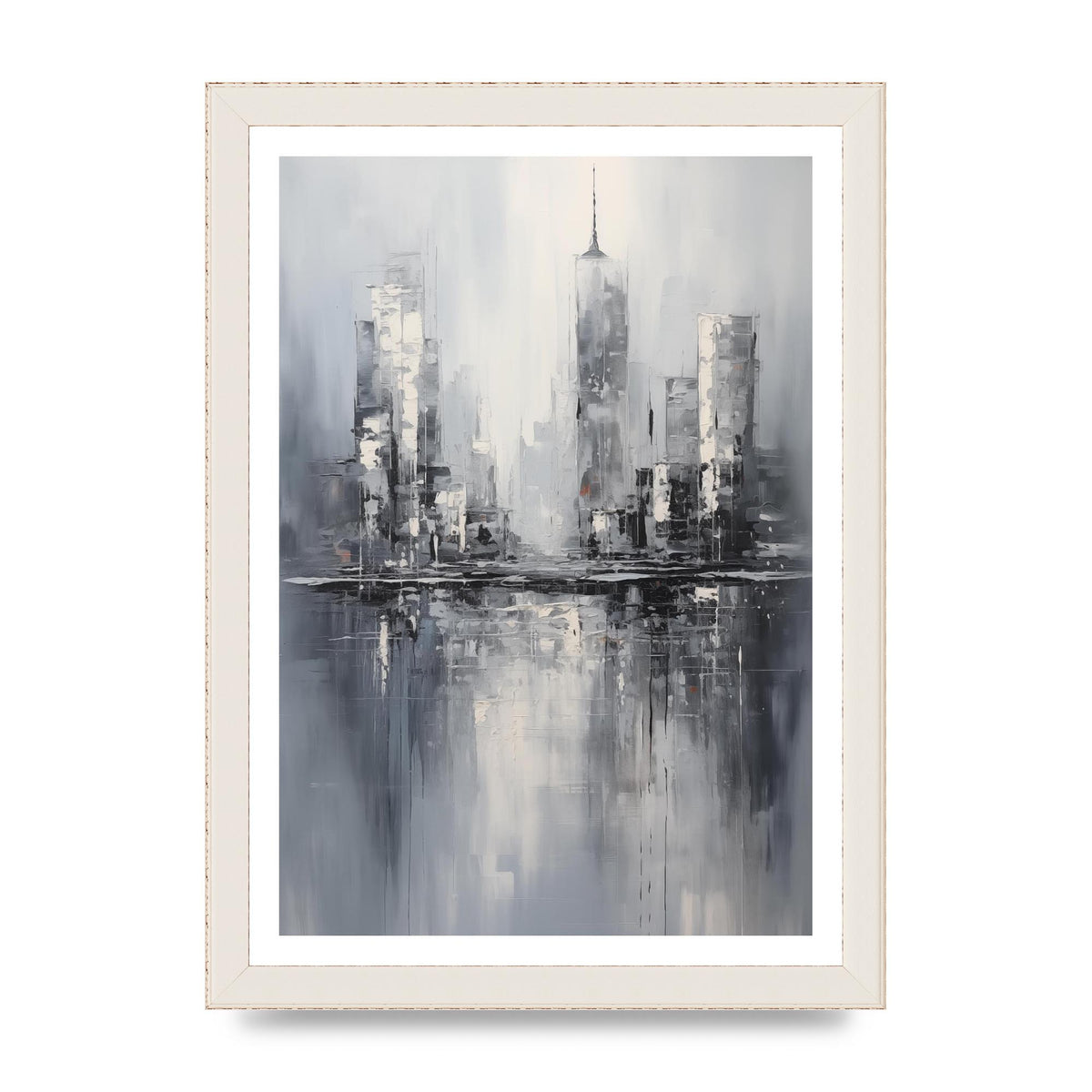 Rainy City Reflection in Monochrome