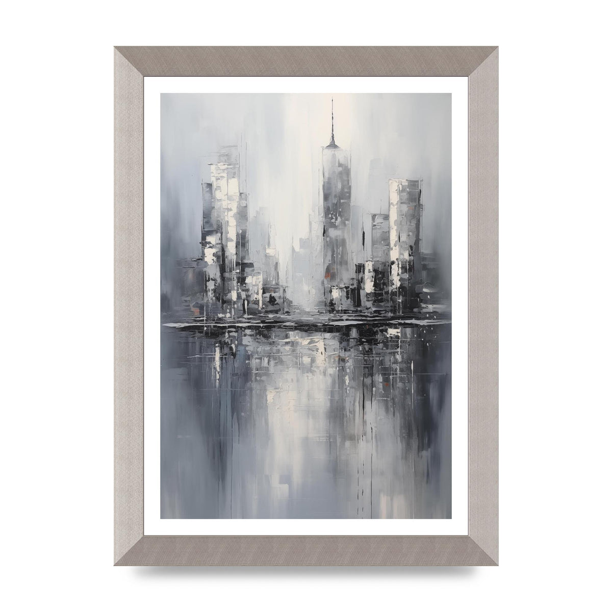 Rainy City Reflection in Monochrome
