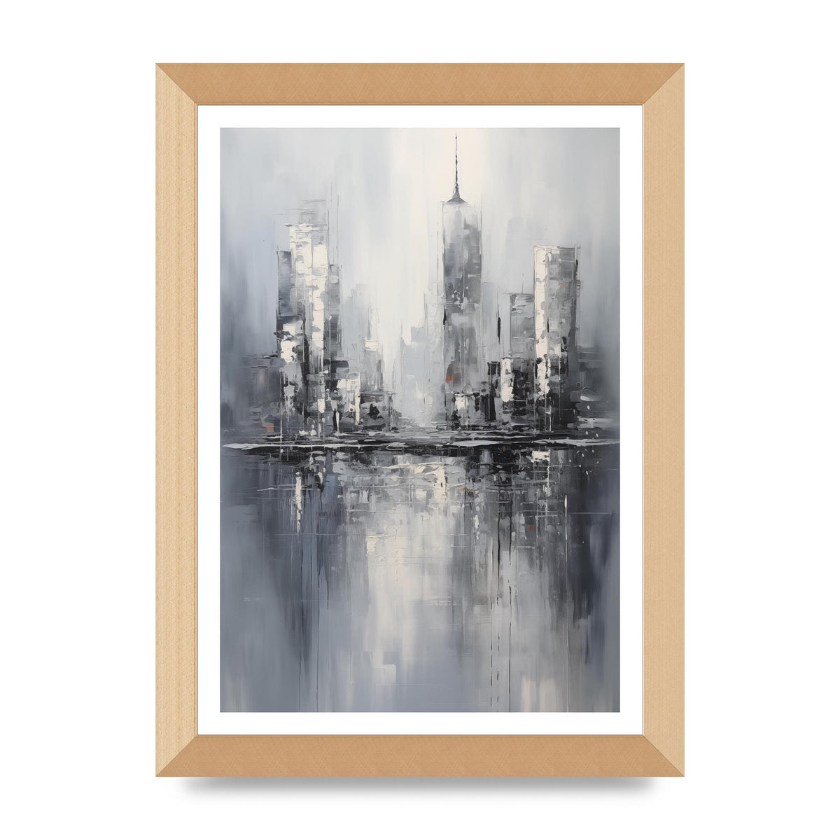 Rainy City Reflection in Monochrome