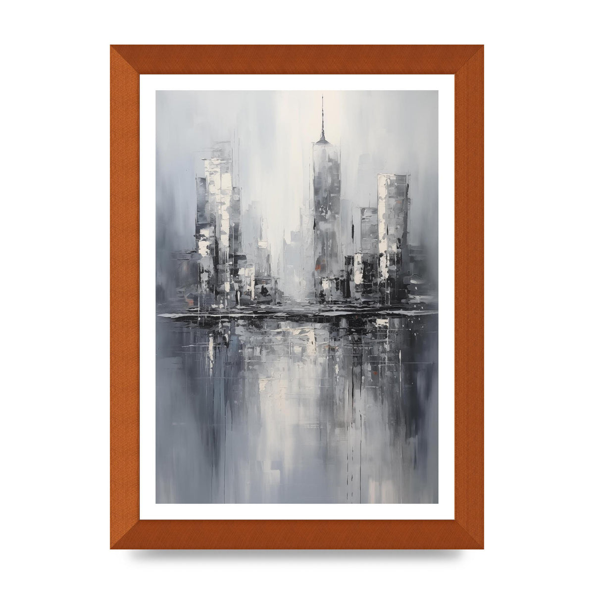 Rainy City Reflection in Monochrome