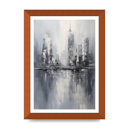 Rainy City Reflection in Monochrome