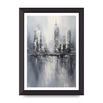 Rainy City Reflection in Monochrome
