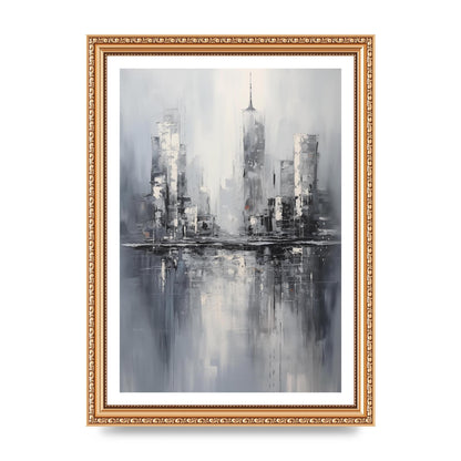 Rainy City Reflection in Monochrome