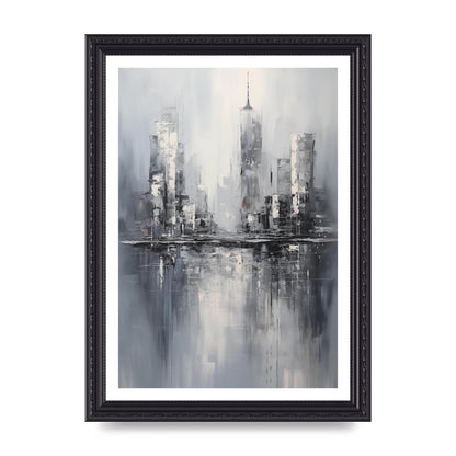 Rainy City Reflection in Monochrome