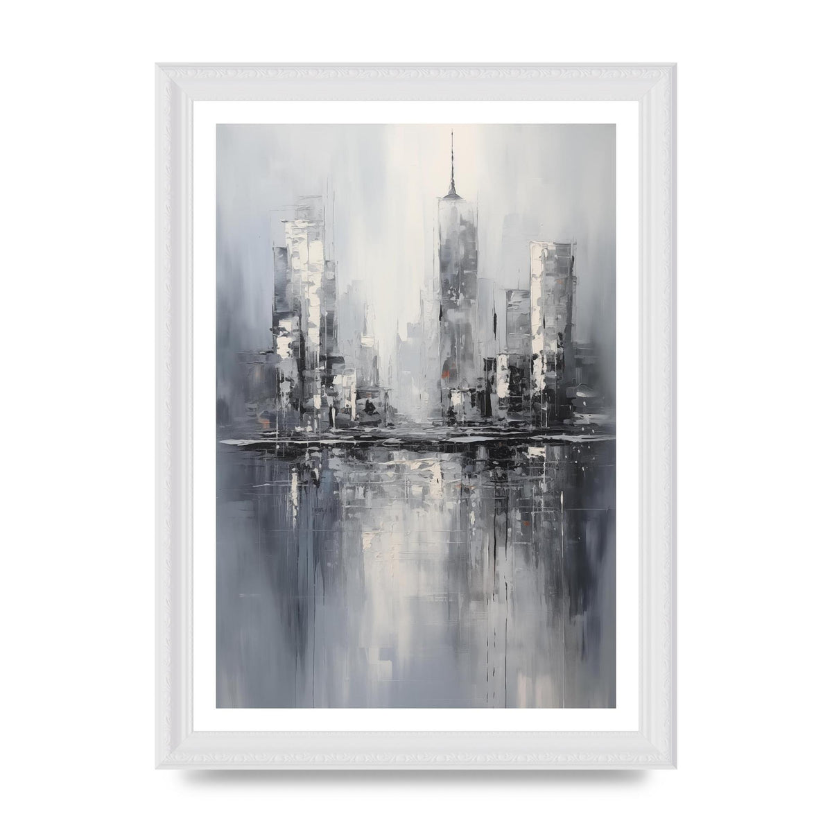 Rainy City Reflection in Monochrome