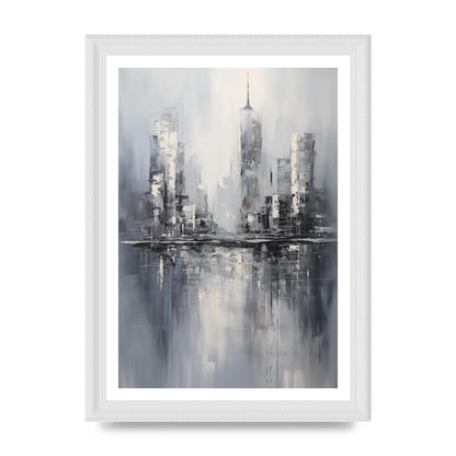 Rainy City Reflection in Monochrome