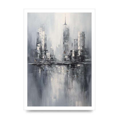 Rainy City Reflection in Monochrome